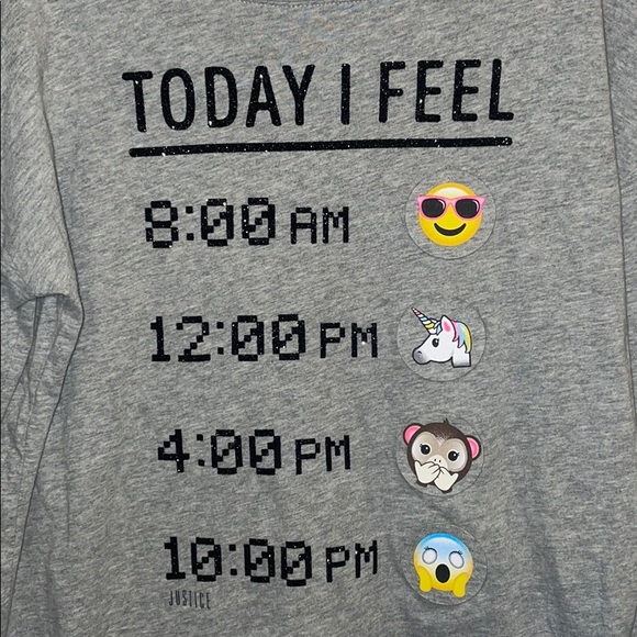 Justice 'Today I Feel' Shirt w/ Switchable Emojis - Picture 2 of 4